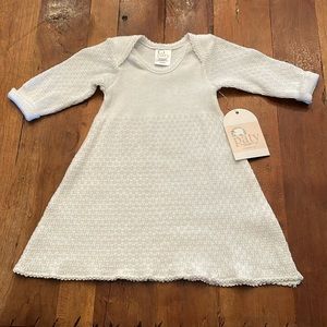 Paty, white size 3mo. Made In America, cotton/ poly knit dress. New with tags.